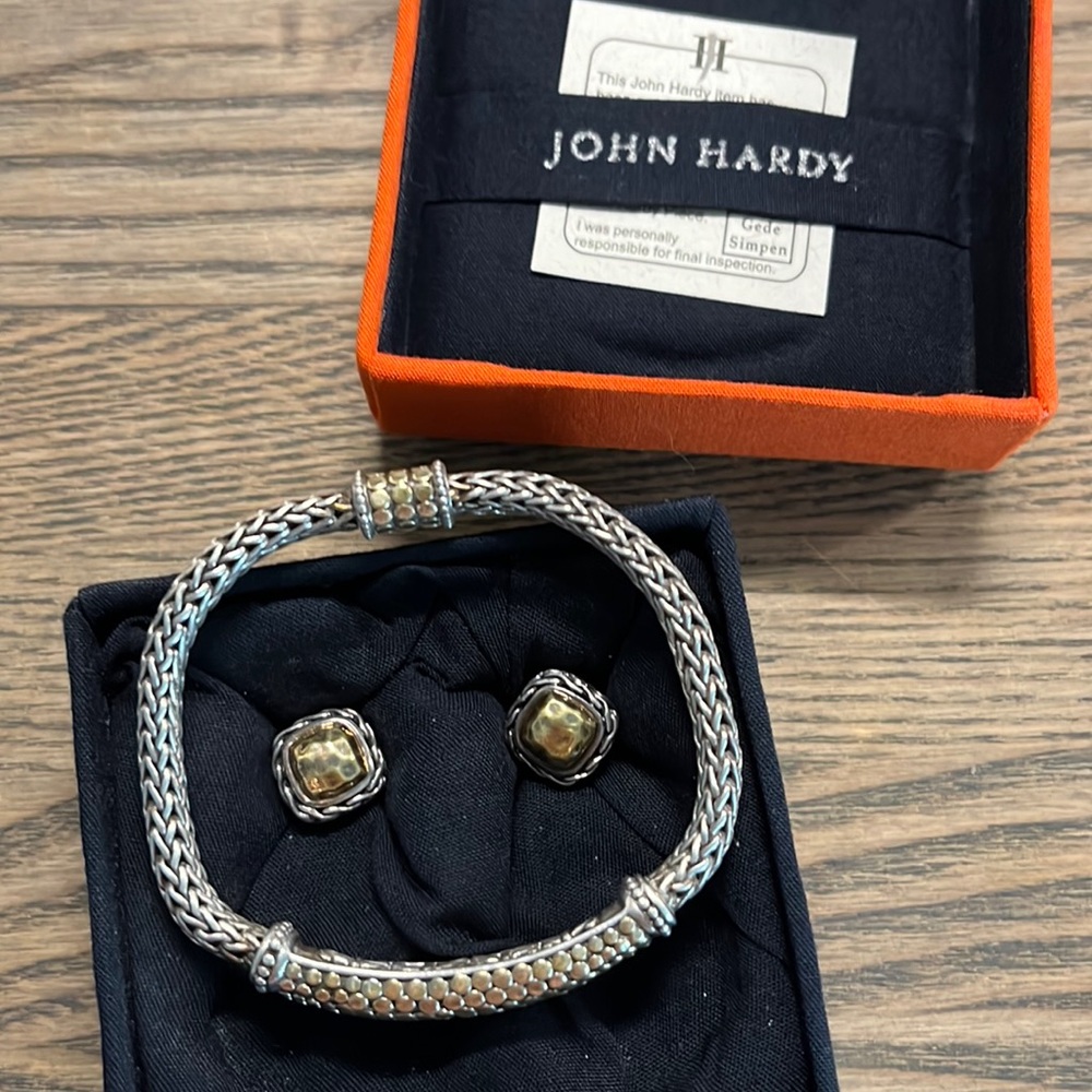 John Hardy Sterling ID Bracelet and Earrings